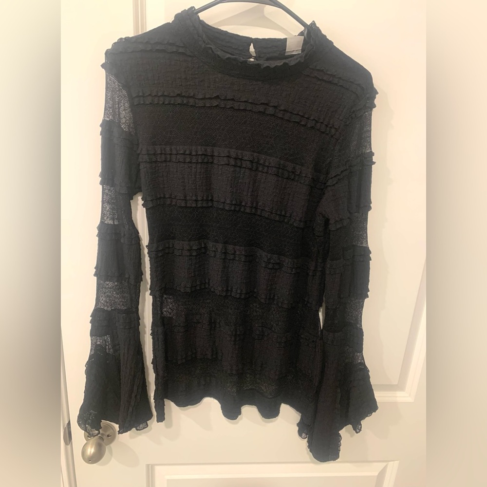 Venus Black Lace Flare / Trumpet Sleeve Top